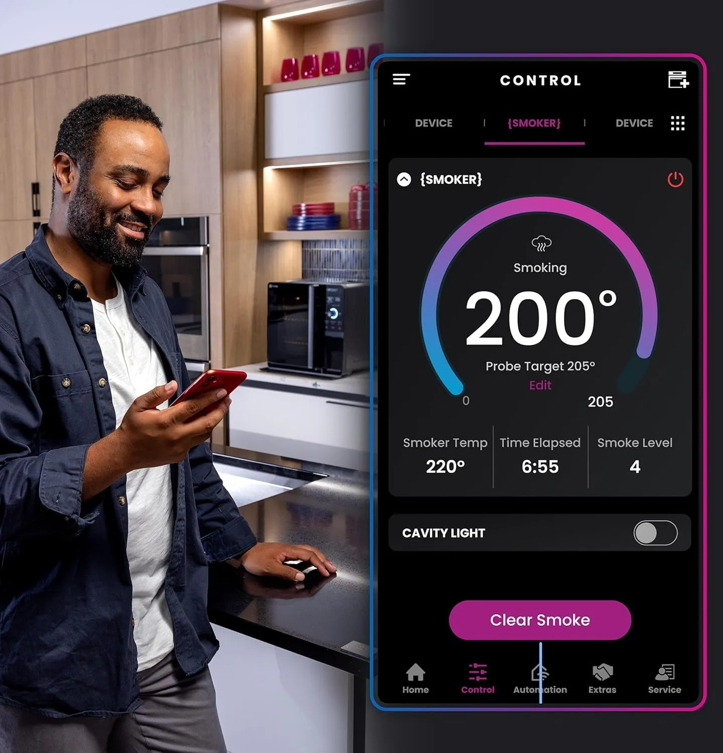 ™ Smart Indoor Pellet Smoker, with Active Smoke Filtration, 5 Smoke Control Settings, Wifi Connected, Electric, Countertop BBQ Appliance, Black