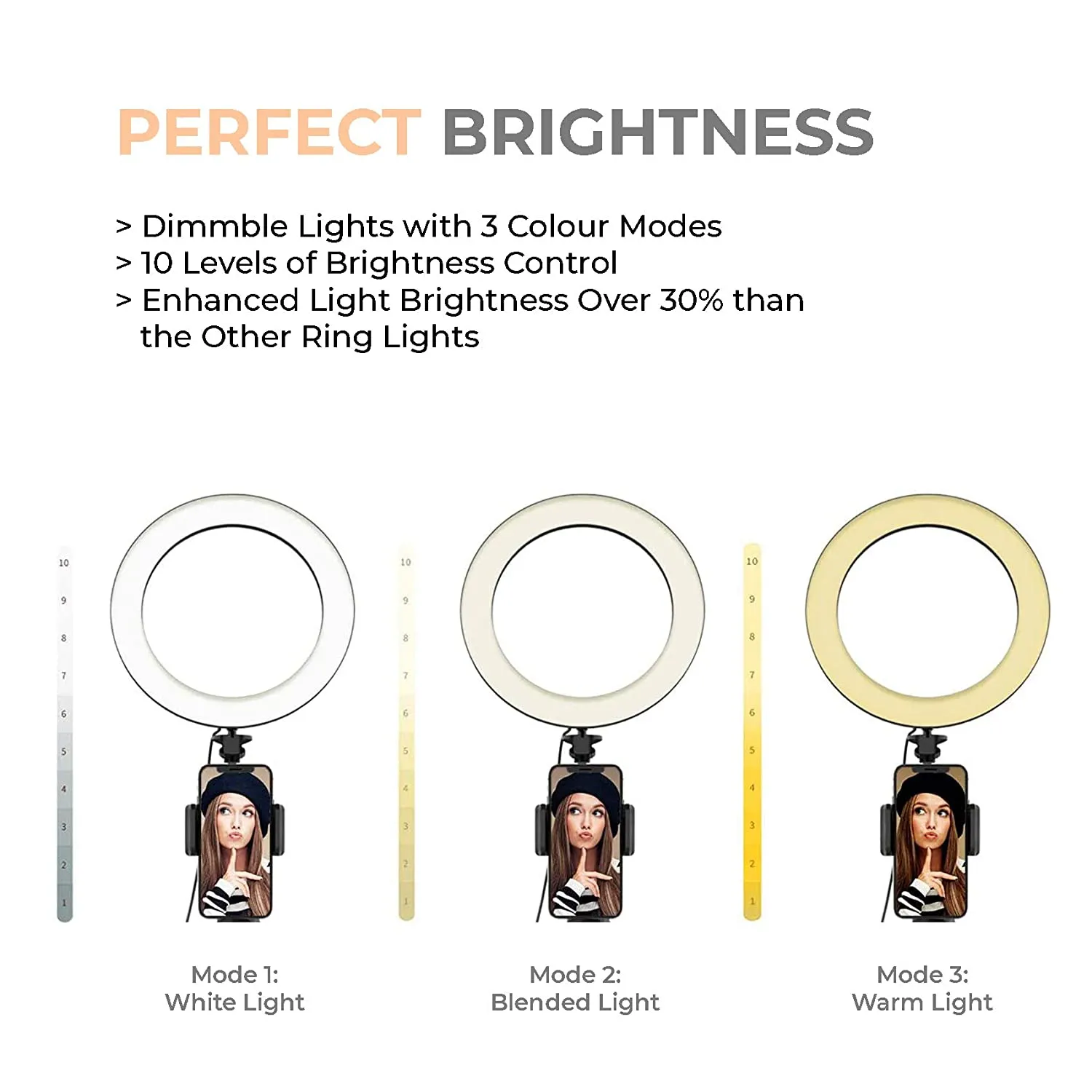 12 Inches Portable LED Ring Light with 3 Color Modes Dimmable Lighting | for YouTube, Photo-Shoot, Video Shoot, Live Stream, Makeup & Vlogging