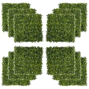 12PCS Artificial Boxwood Wall Panels 50cm x 50cm Grass Privacy Fence Screen Faux Hedge Greenery Backdrop Encrypted Milan Grass