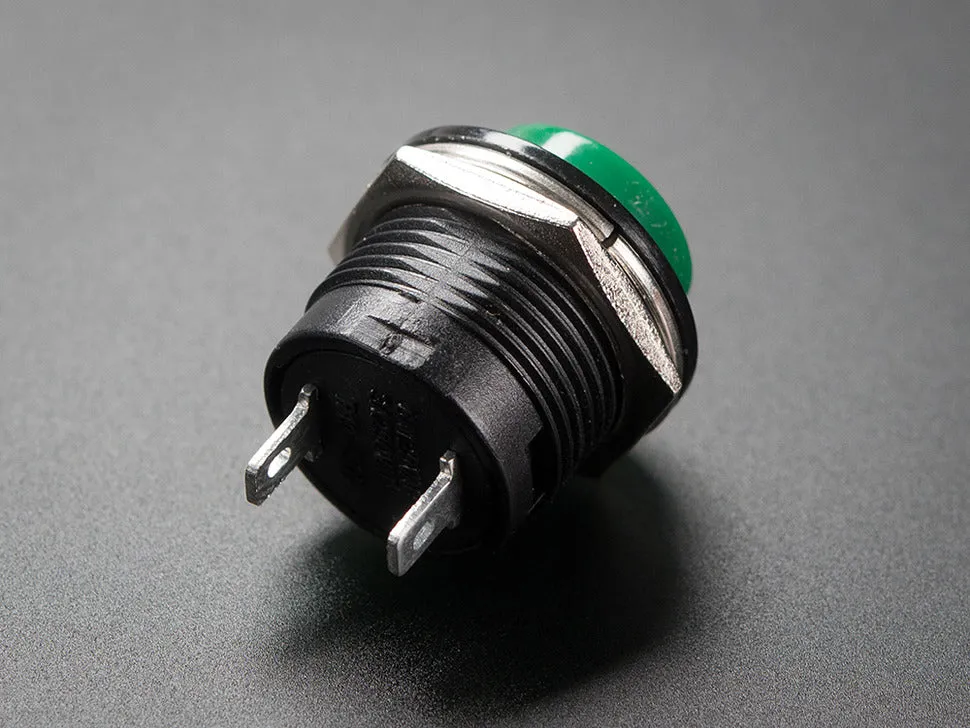 16mm Panel Mount Momentary Pushbutton -  Green
