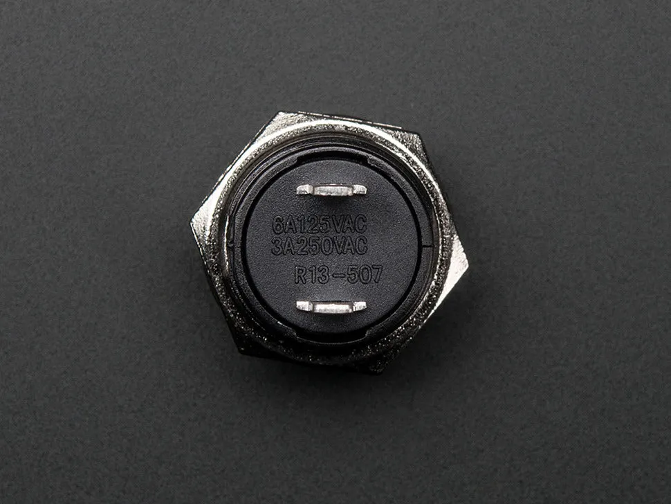 16mm Panel Mount Momentary Pushbutton -  Yellow