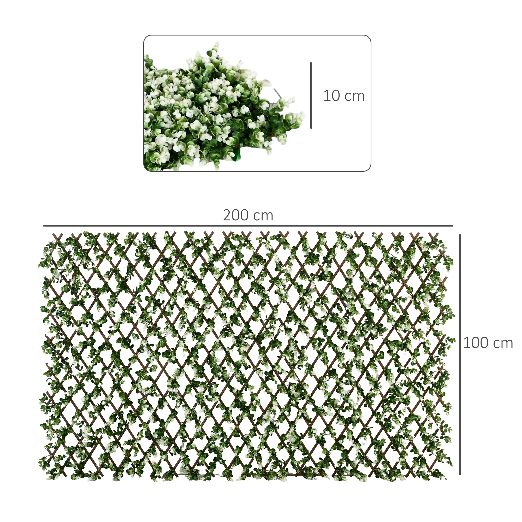 2 Pcs Expandable Faux Privacy Fence, 2 x 1m Decorative Trellis w/ Artificial Leaves, Garden Telescopic Hedge Privacy Screen Greenery Walls