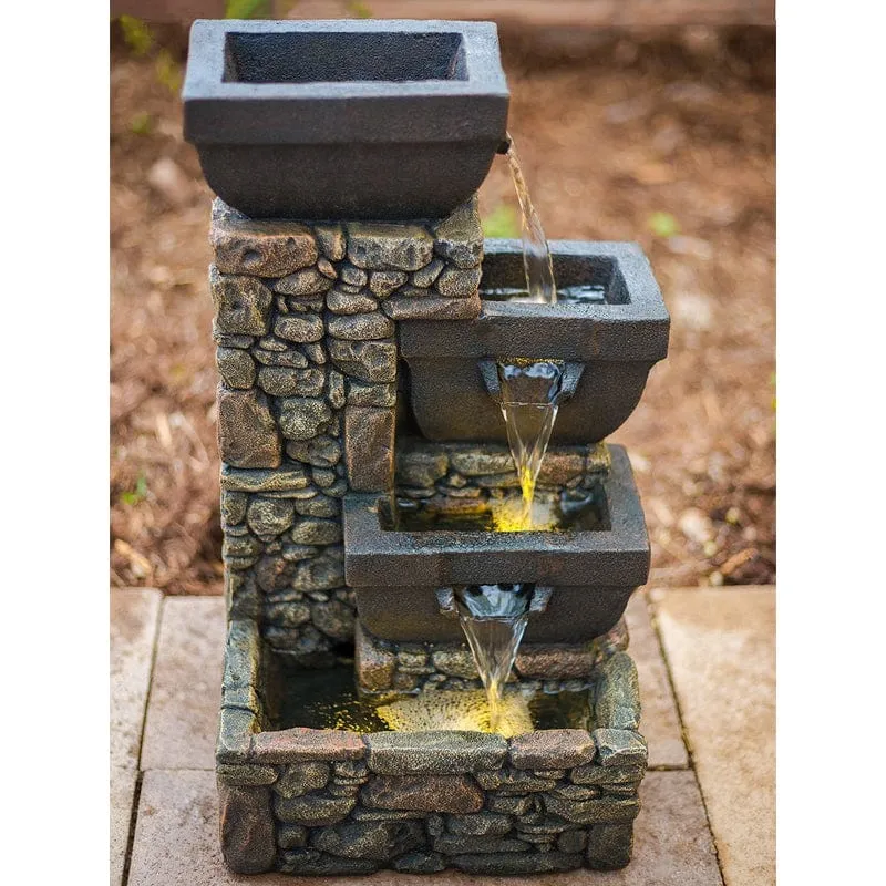 20" Catania 4-Tier Cascading Waterfall Fountain with LED Lights