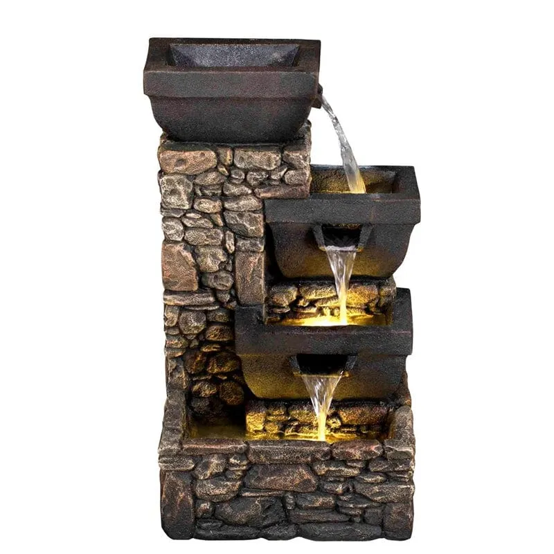 20" Catania 4-Tier Cascading Waterfall Fountain with LED Lights