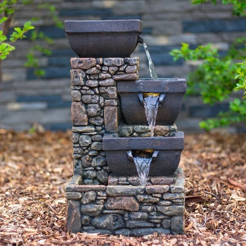 20" Catania 4-Tier Cascading Waterfall Fountain with LED Lights