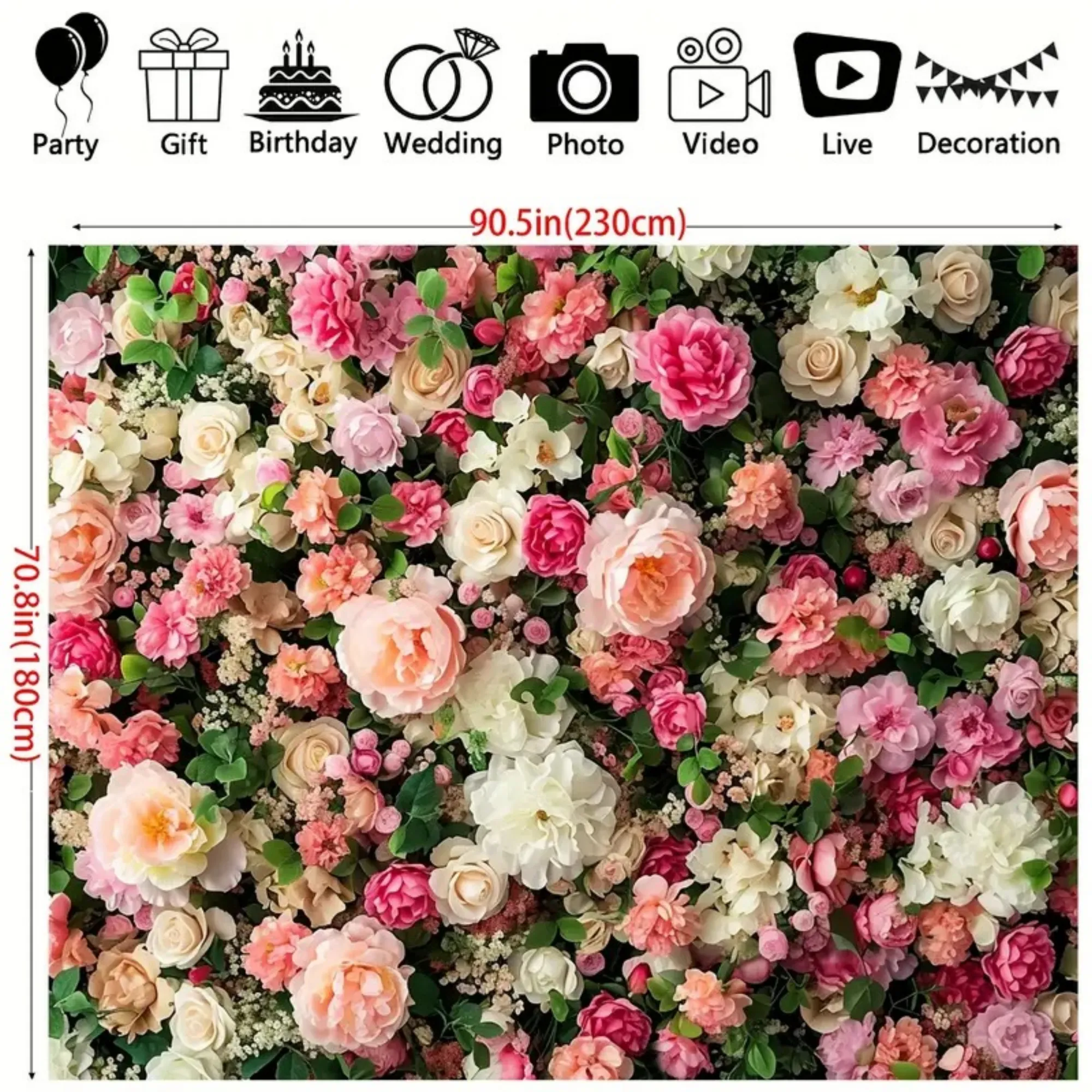 2.3 X 1.8M Vibrant Spring Floral Rose Polyester Photography Backdrop 1345000371