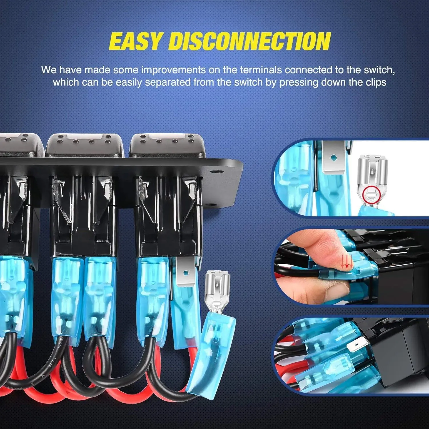 2Gang Aluminum 5Pin ON/Off Rocker Switch Panel Blue