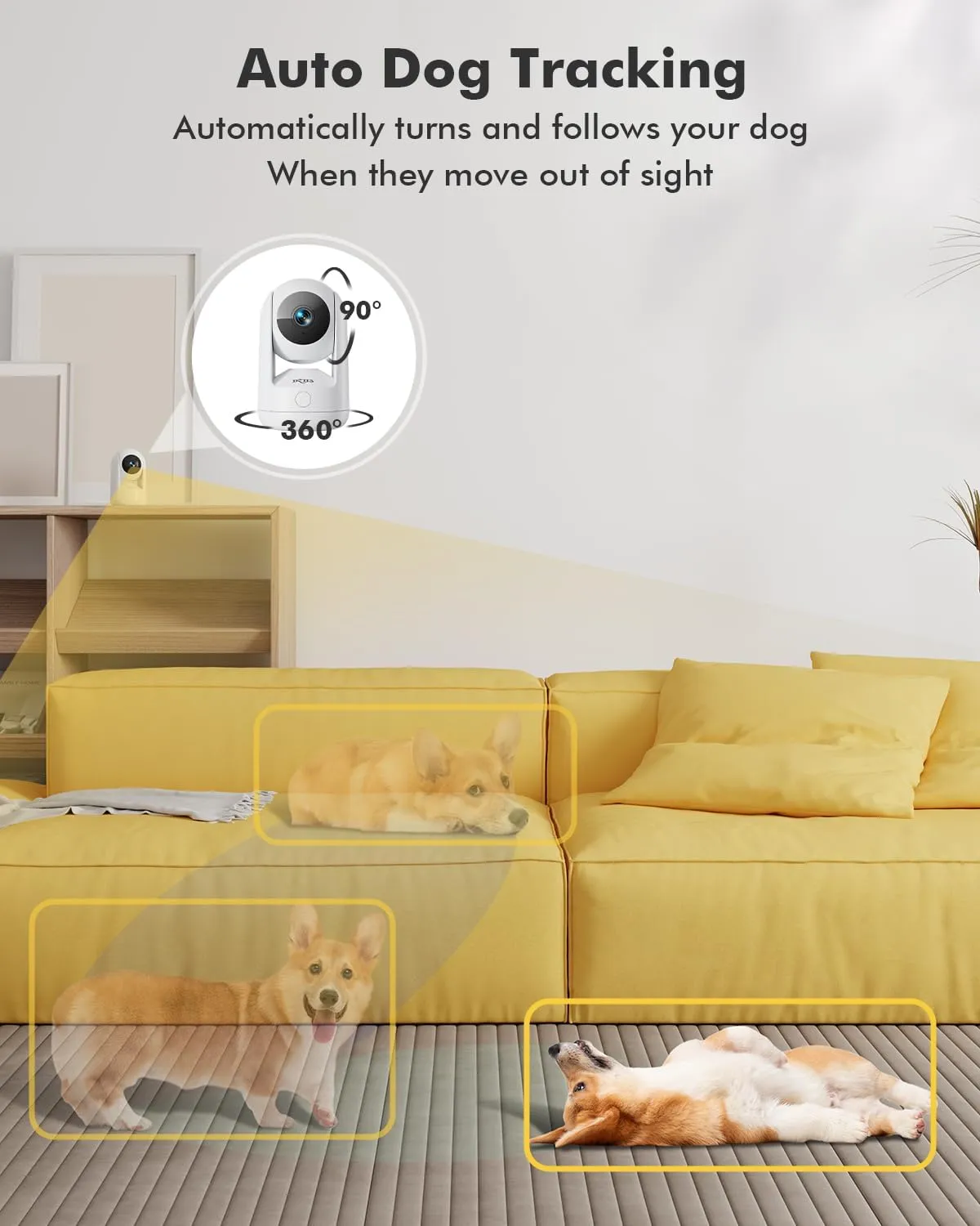 360° PTZ Wired WiFi Camera 24/7 Dog Pet Camera Indoor Security Camera with 2.4 Ghz WiFi Dzees CA49