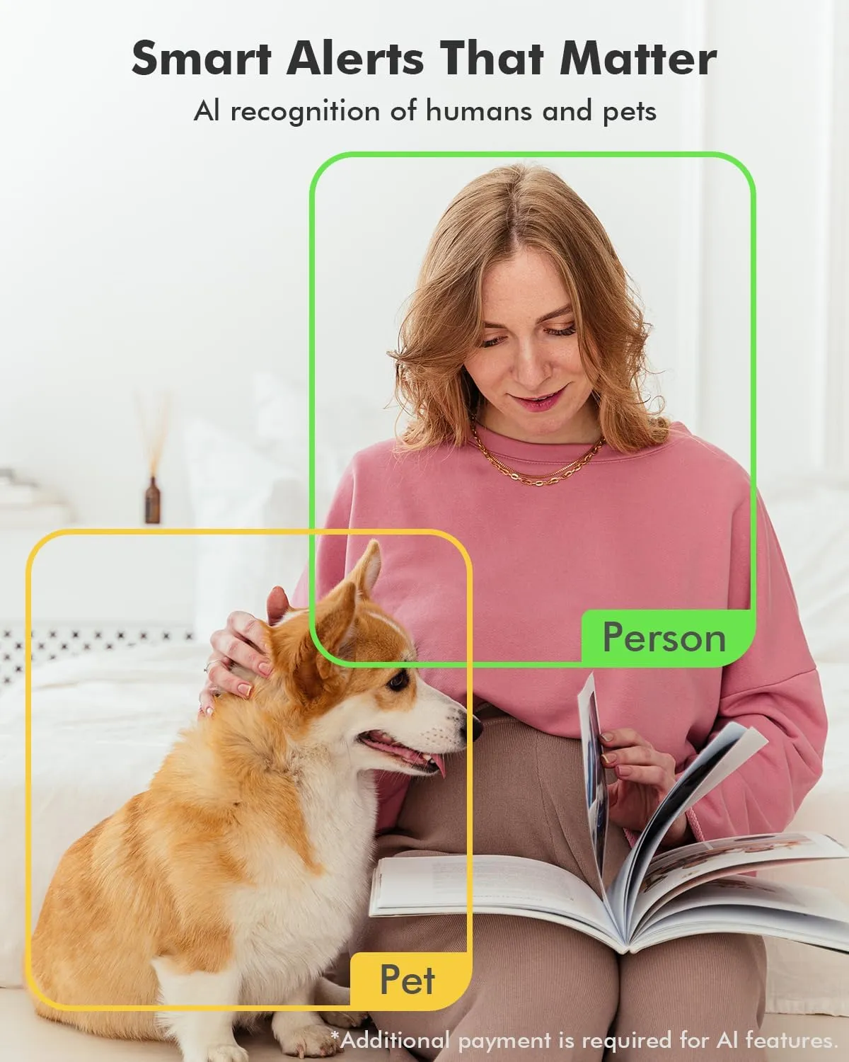 360° PTZ Wired WiFi Camera 24/7 Dog Pet Camera Indoor Security Camera with 2.4 Ghz WiFi Dzees CA49