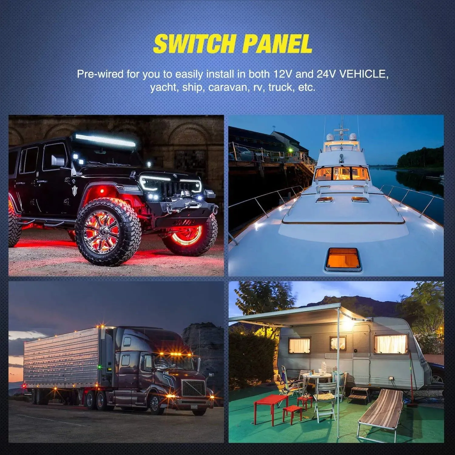 3Gang Led Light Bar/Rear Lights/Rock Lights 5Pin ON/Off Rocker Switch Panel Red