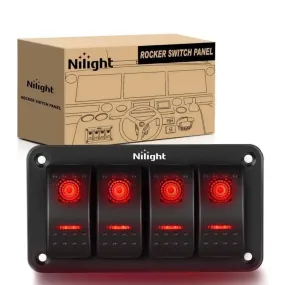 4Gang Aluminum 5Pin ON/Off Red Rocker Switch Panel