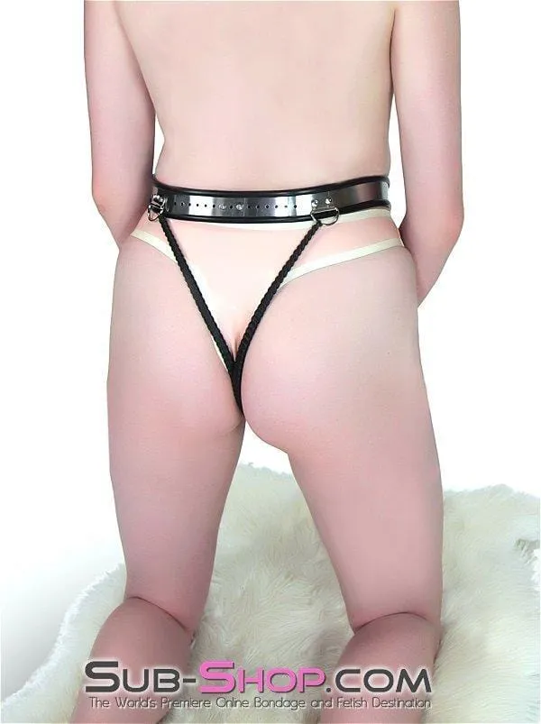 6949AR      Locking Steel Female Chastity Belt with Removable Steel Plug