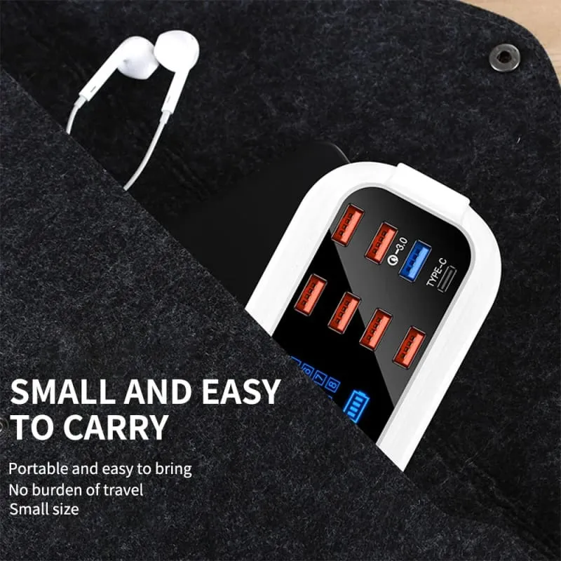 8-port Usb Charger with Fast Charge Led Display for All Devices