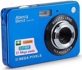 AbergBest 21 Mega Pixels 2.7" LCD Rechargeable HD Digital Camera Video Camera Digital Students Cameras,Indoor Outdoor for Adult/Seniors/Kid (Blue)