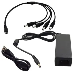 AC DC 12 Volts 3 Amp Power Adapter with 1 to 4 Splitter for CCTV Cam UL Listed