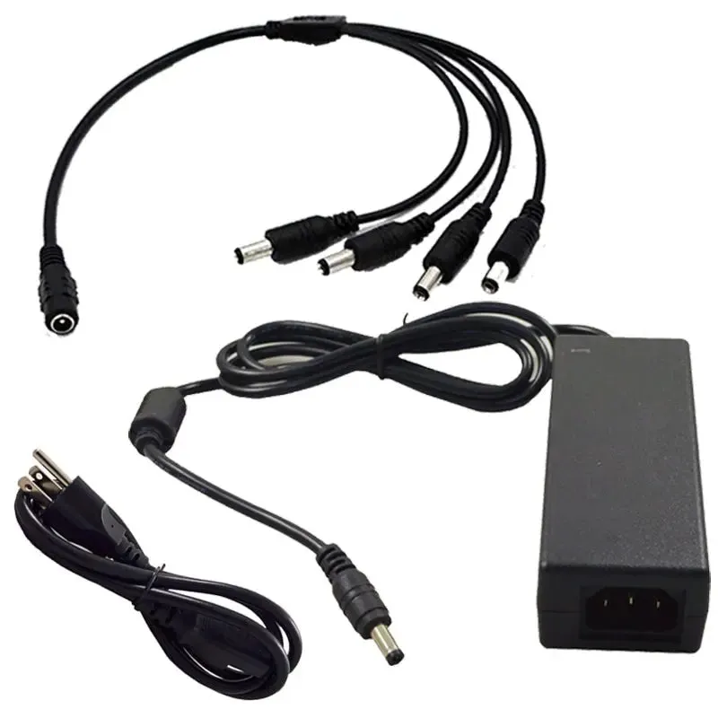 AC DC 12 Volts 3 Amp Power Adapter with 1 to 4 Splitter for CCTV Cam UL Listed