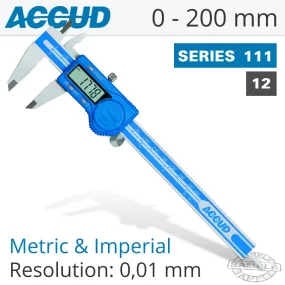 ACCUD DIG. CALIPER 200MM 0.03MM ACC. S/STEEL 0.01MM RES. AC111-008-12