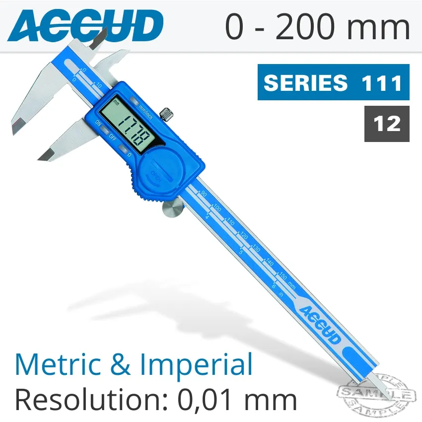 ACCUD DIG. CALIPER 200MM 0.03MM ACC. S/STEEL 0.01MM RES. AC111-008-12