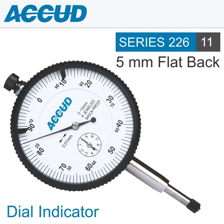 ACCUD SHOCKPROOF DIAL INDICATOR FLAT BACK 5MM AC226-005-12