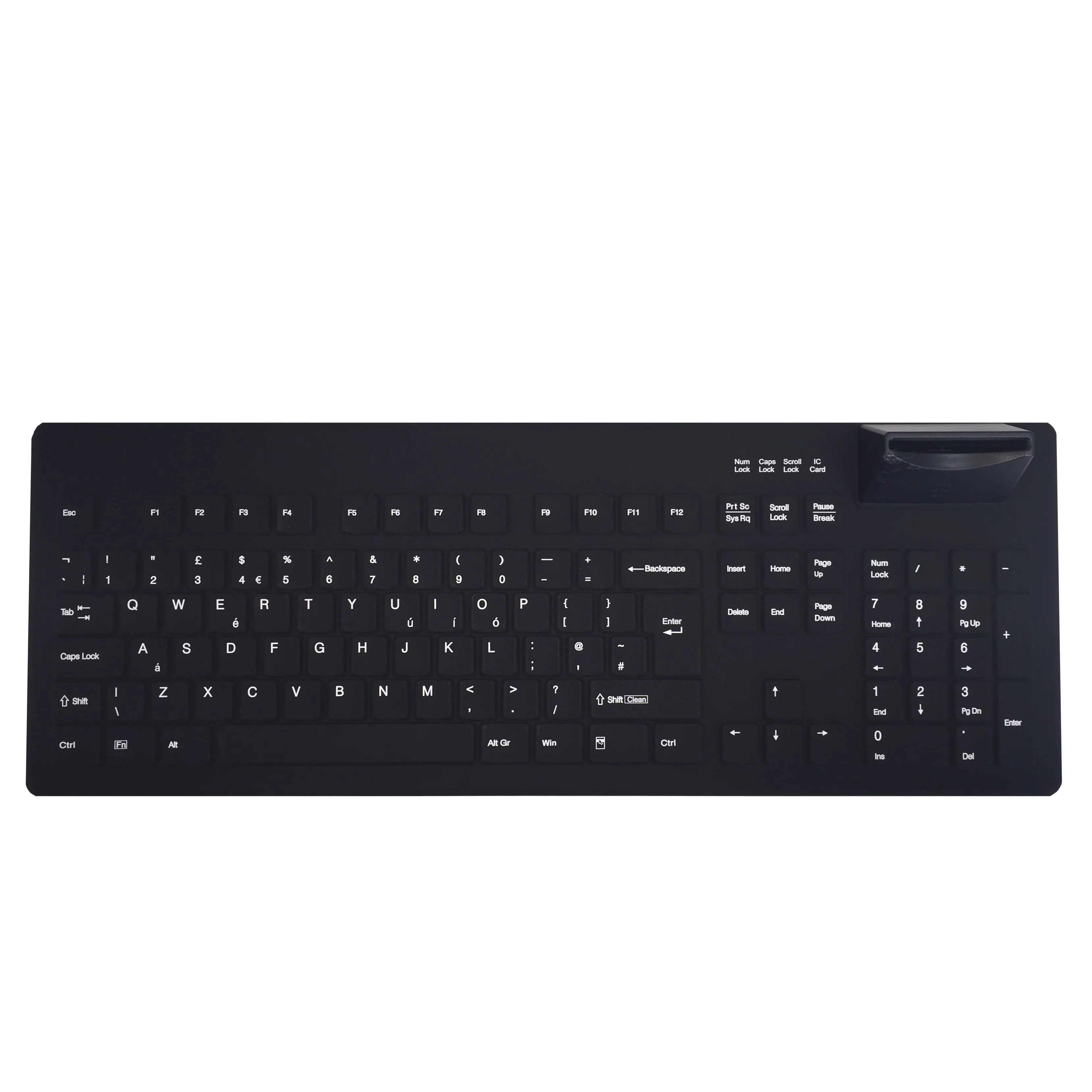 Active Key AK-C8200F Wipeable Keyboard with integrated Smart Card Reader in Black - Wired