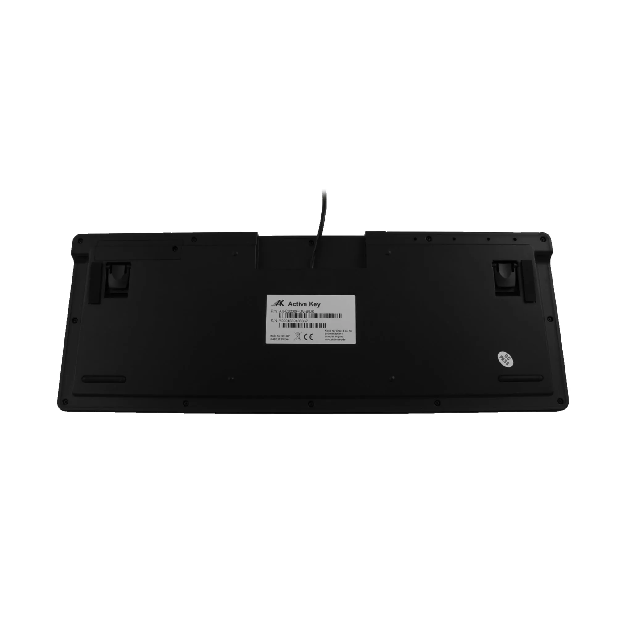 Active Key AK-C8200F Wipeable Keyboard with integrated Smart Card Reader in Black - Wired