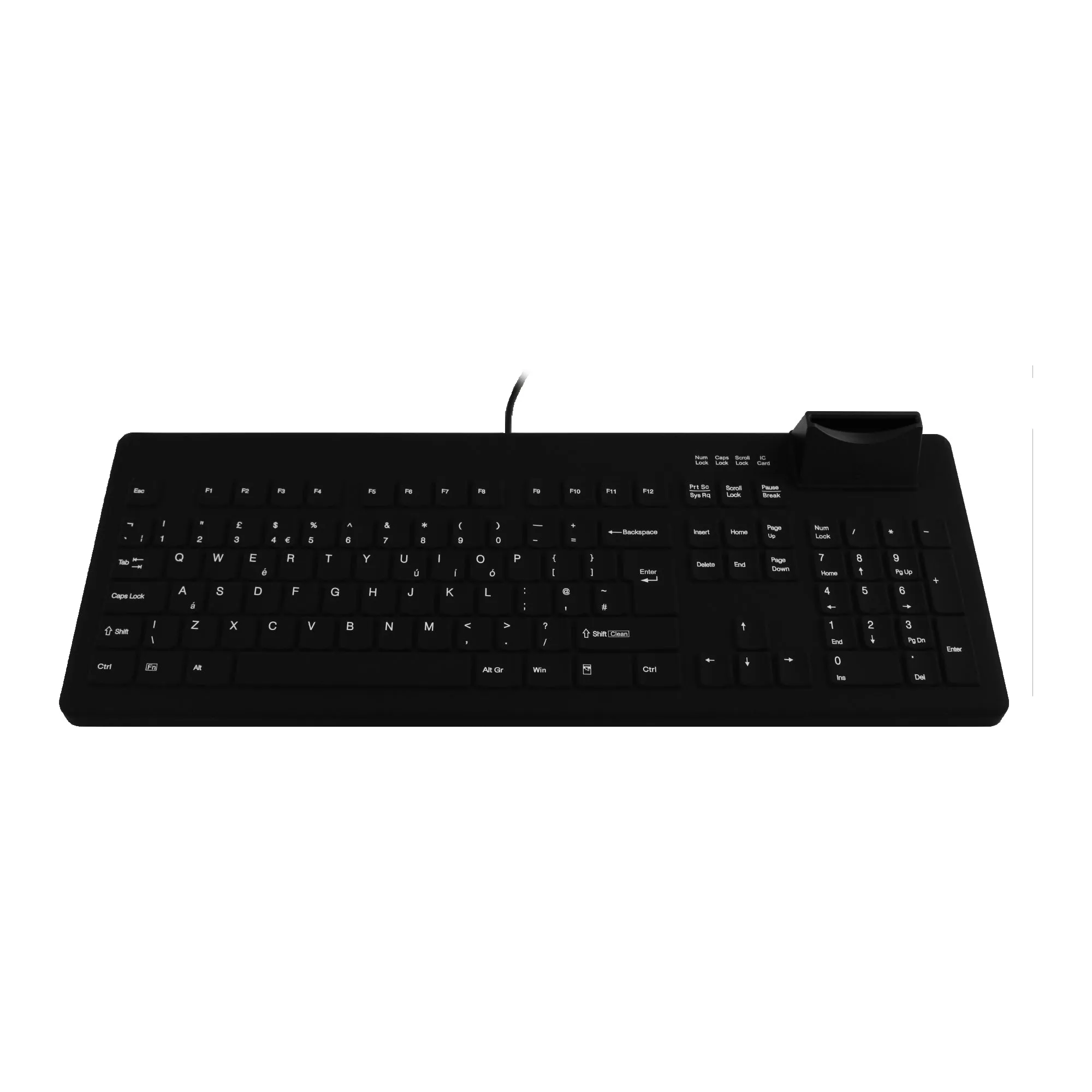 Active Key AK-C8200F Wipeable Keyboard with integrated Smart Card Reader in Black - Wired