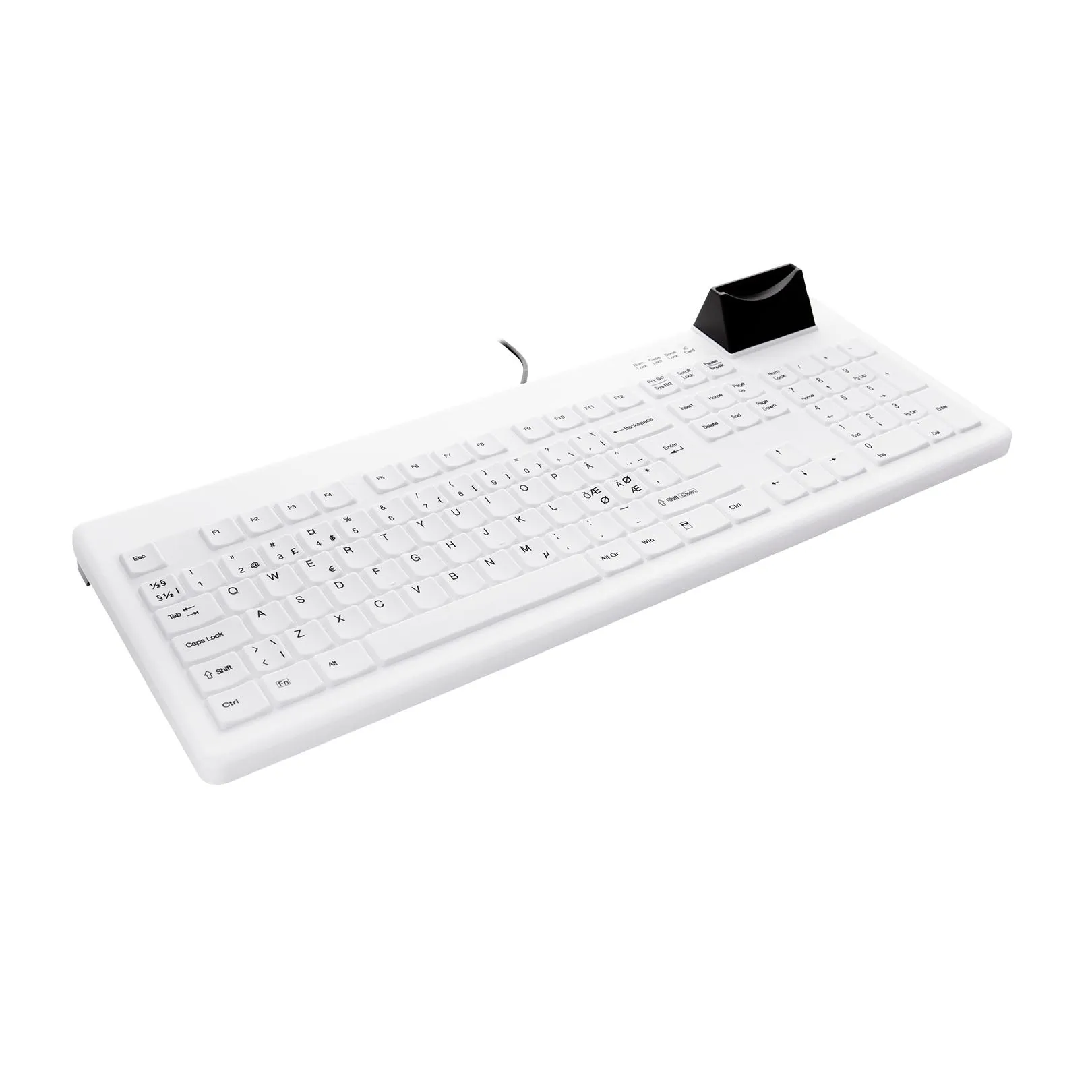 Active Key AK-C8200F Wipeable Keyboard with integrated Smart Card Reader in White - Wired