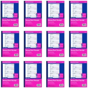 Adams Money and Rent Receipt Book, 3-Part, Carbonless, White/Canary/Pink,7 5/8" x 10 7/8", 100 Sets per Book (TC1182) (12 Pack)