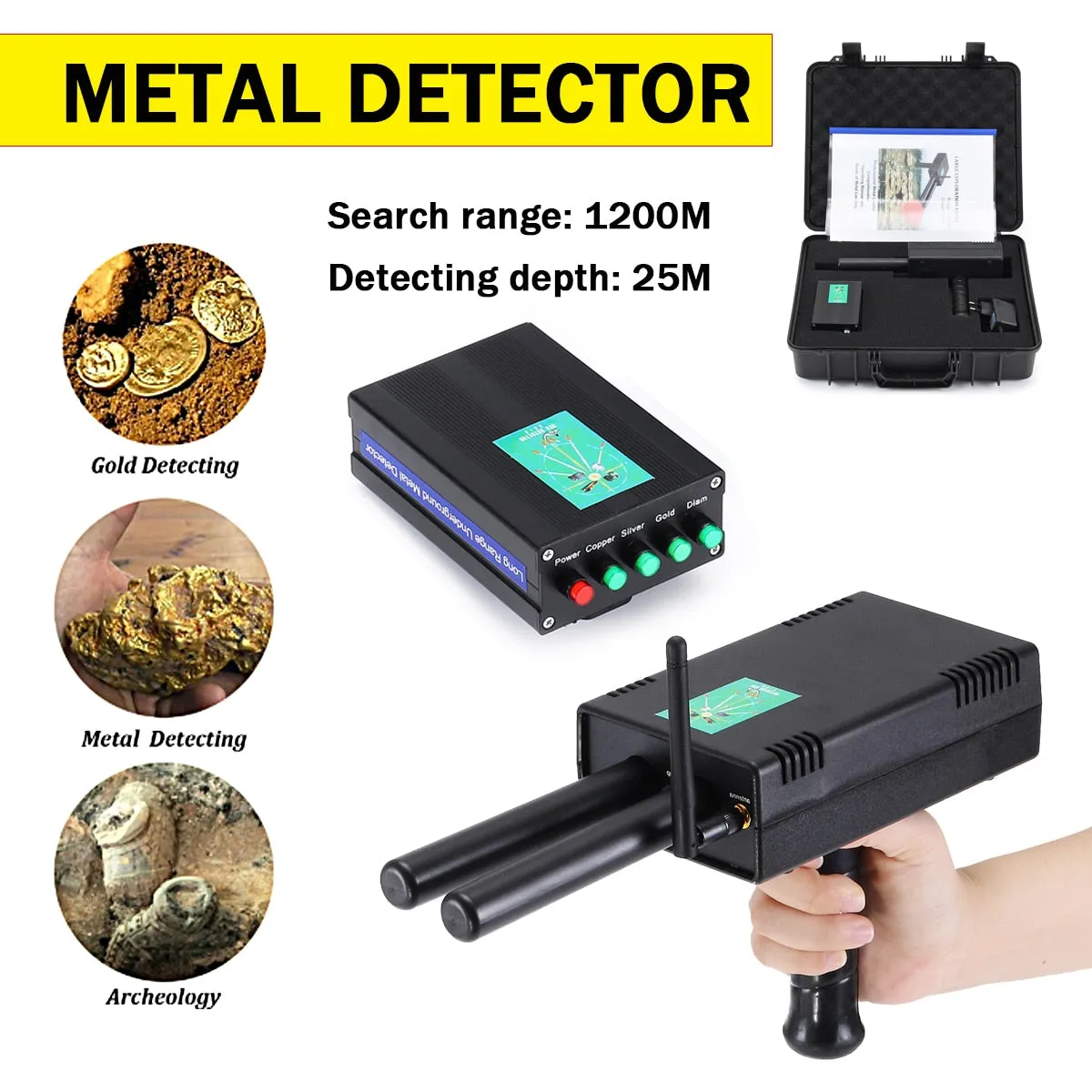 AKS Metal Detector  Professional underground Long Range And Aks Gold Detector Gold Silver Copper for Treasure hunter