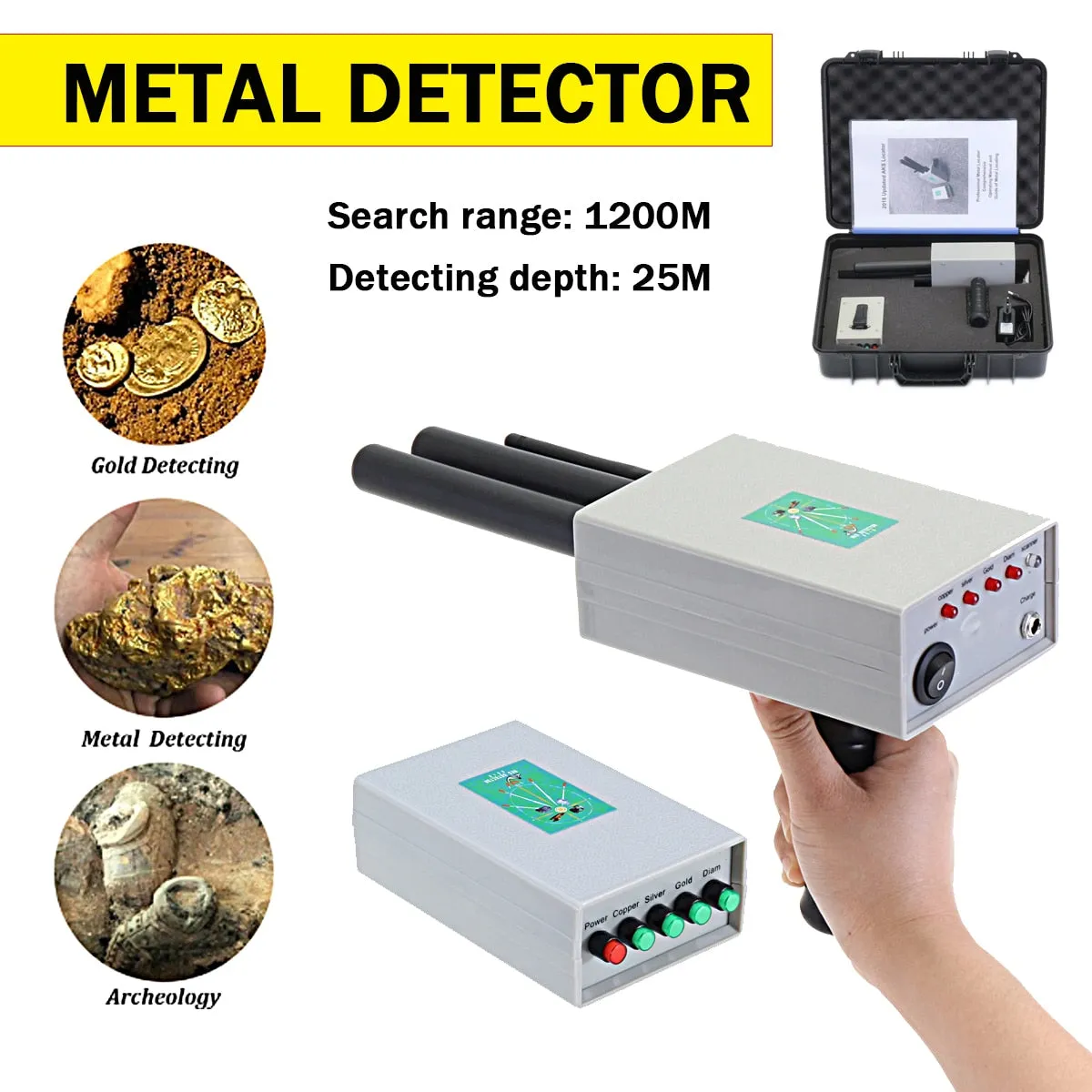 AKS Metal Detector  Professional underground Long Range And Aks Gold Detector Gold Silver Copper for Treasure hunter