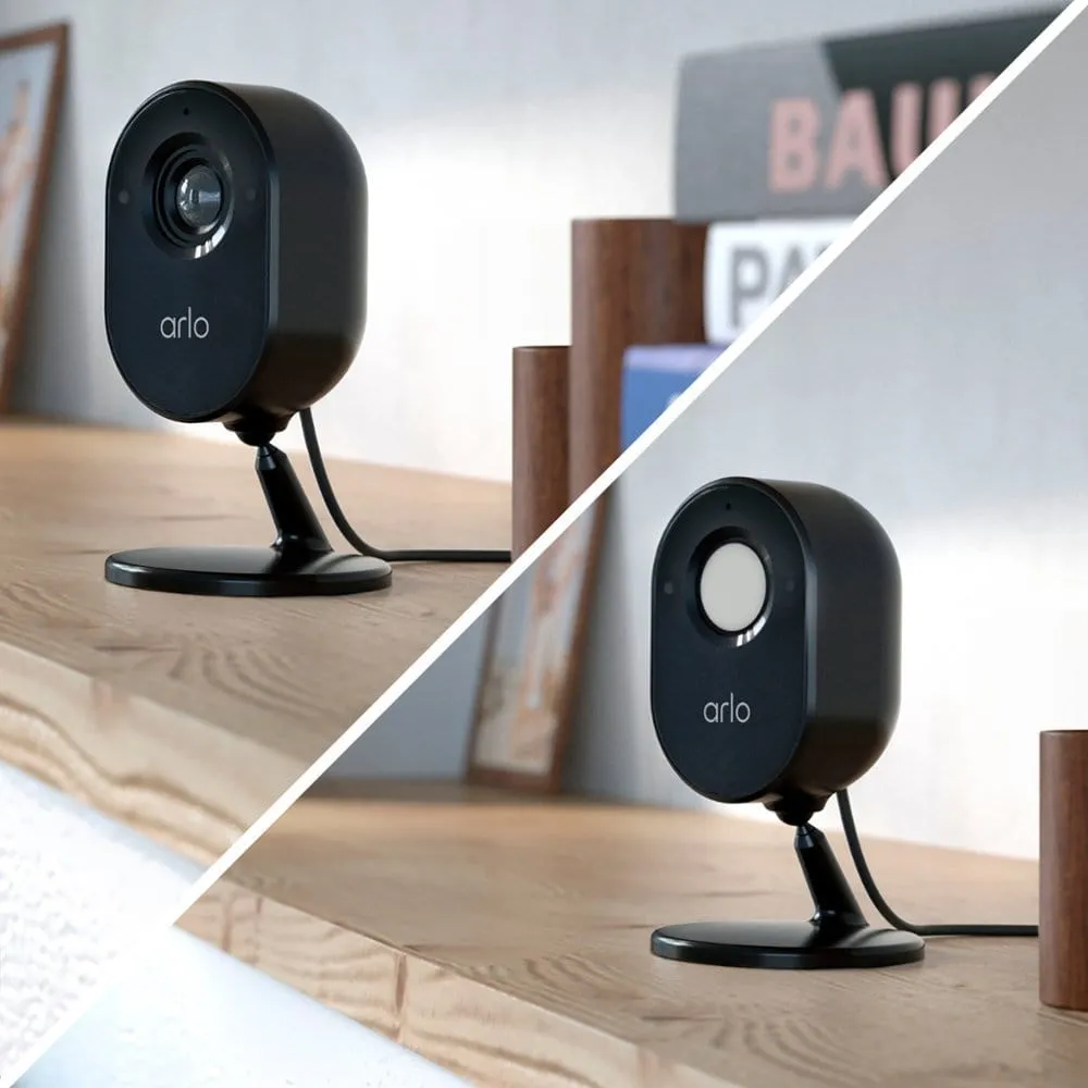 Arlo Essential 1080p Night Vision, 2-Way Audio, Siren, Wireless Security Indoor Camera, Black - Certified Refurbished