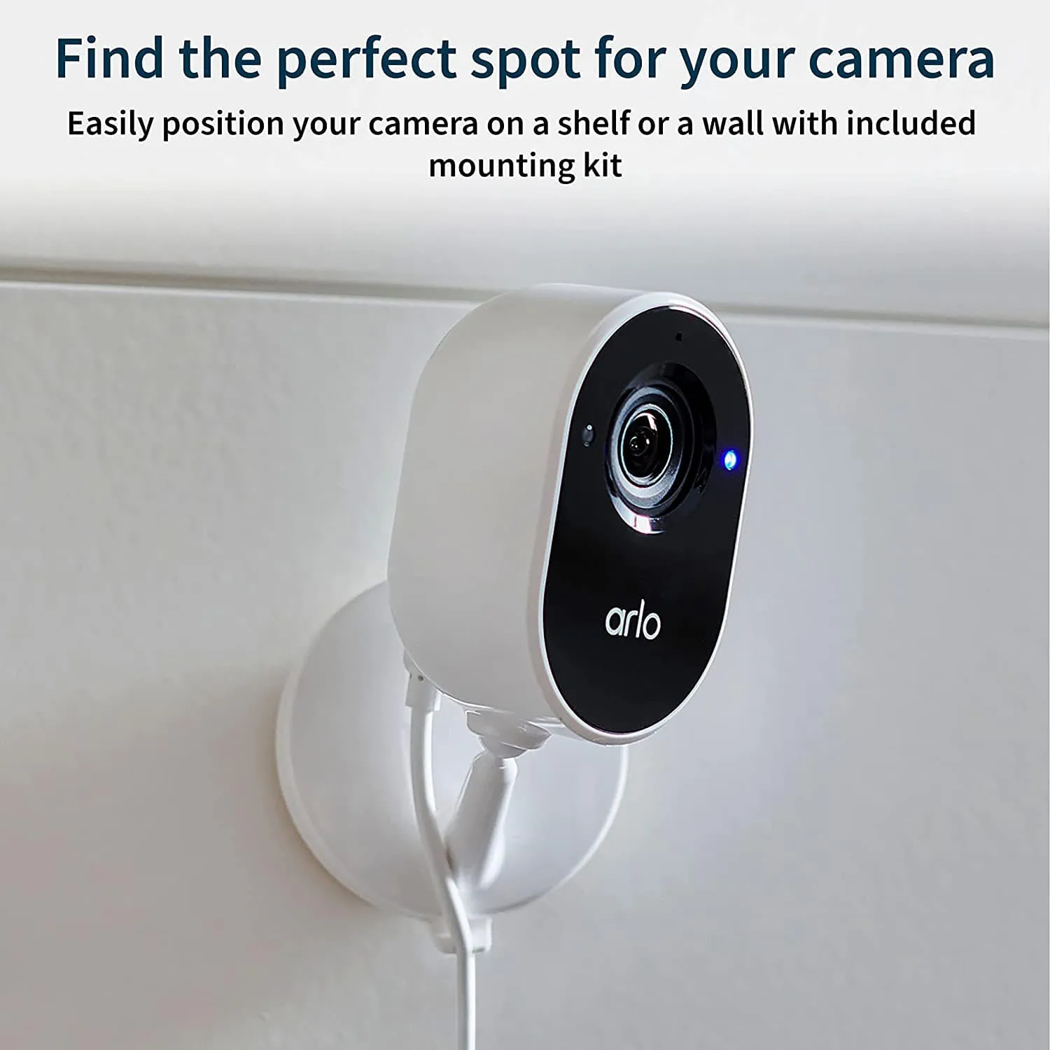 Arlo Essential 1080p Night Vision, 2 Way Audio Wired Indoor Camera, White - Certified Refurbished