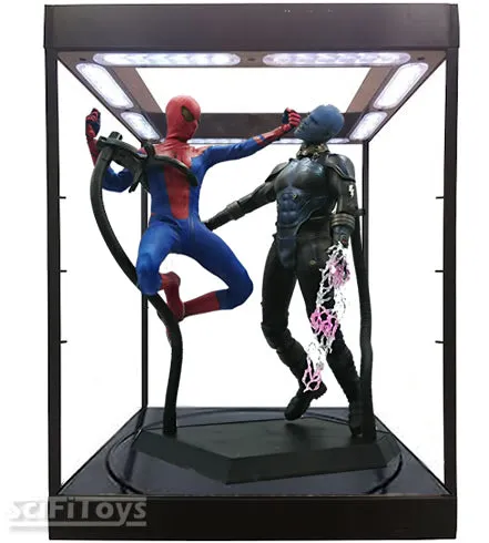 (BACKORDER) 1:6 Clear Rotating  figure Display Case / Box with USB Powered LEDs (Black)