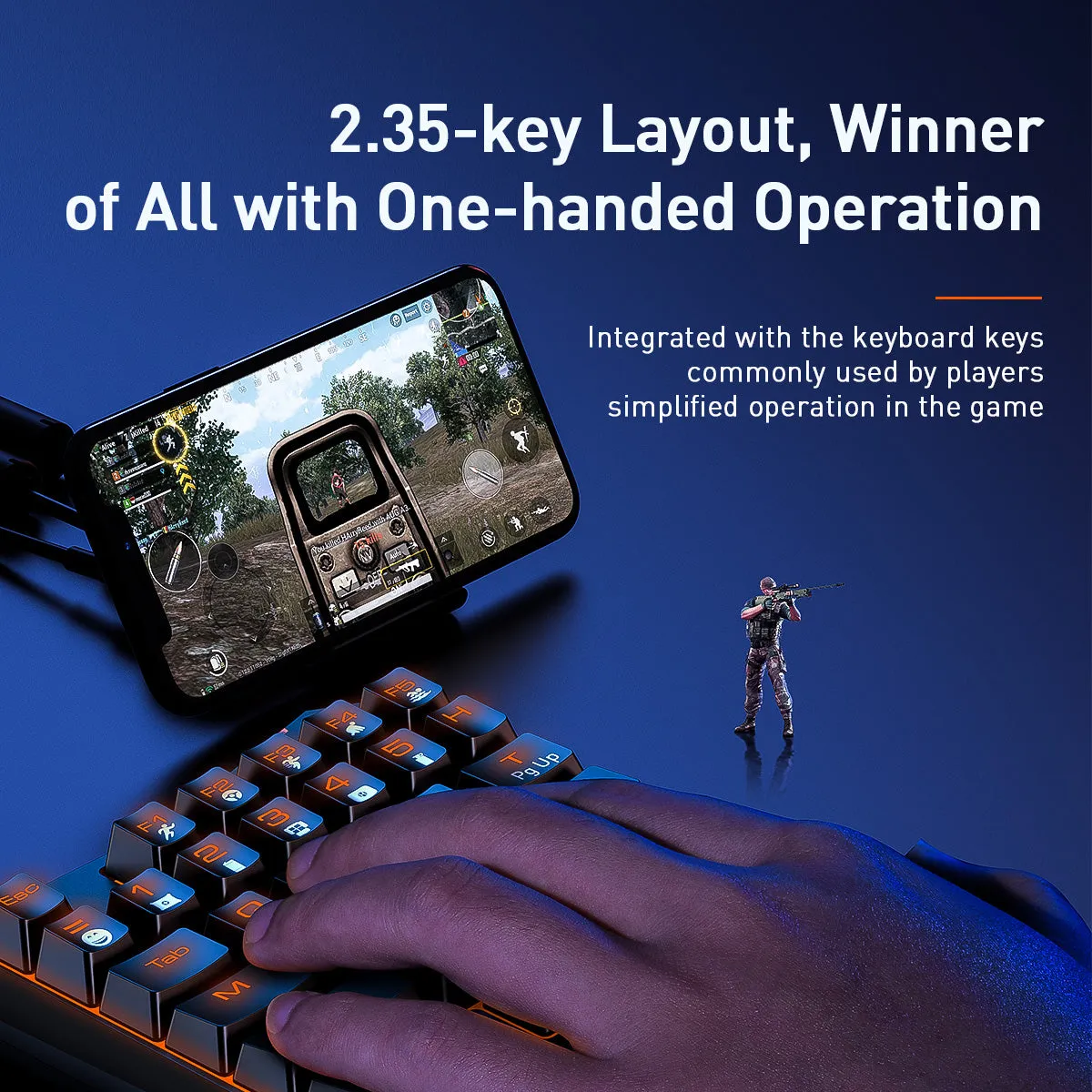 Baseus GAMO USB Corded One-Handed Blue Switch Gaming Keyboard with 35 programmable keys for PC and Mobile