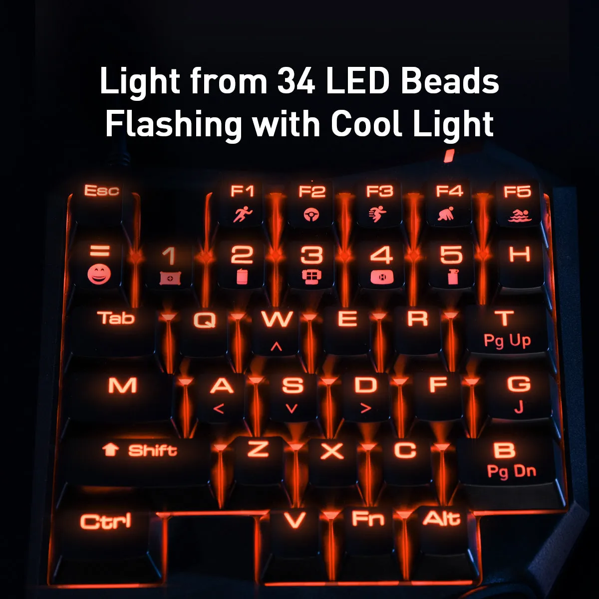 Baseus GAMO USB Corded One-Handed Blue Switch Gaming Keyboard with 35 programmable keys for PC and Mobile