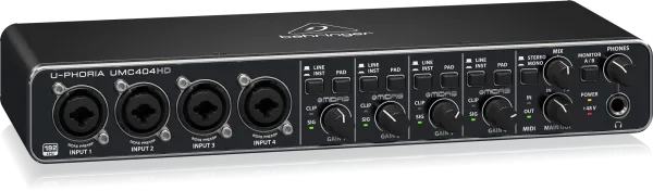 Behringer U-PHORIA UMC404HD Audiophile 4x4, 24-Bit/192 kHz USB Audio/MIDI Interface with MIDAS Mic Preamplifiers - Each