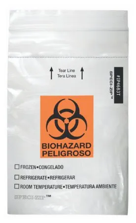 Biohazard Specimen Bag SPECI-ZIP™ Clear Bag 4 X 6 Inch - Fisher Scientific  Mfr# 22310402