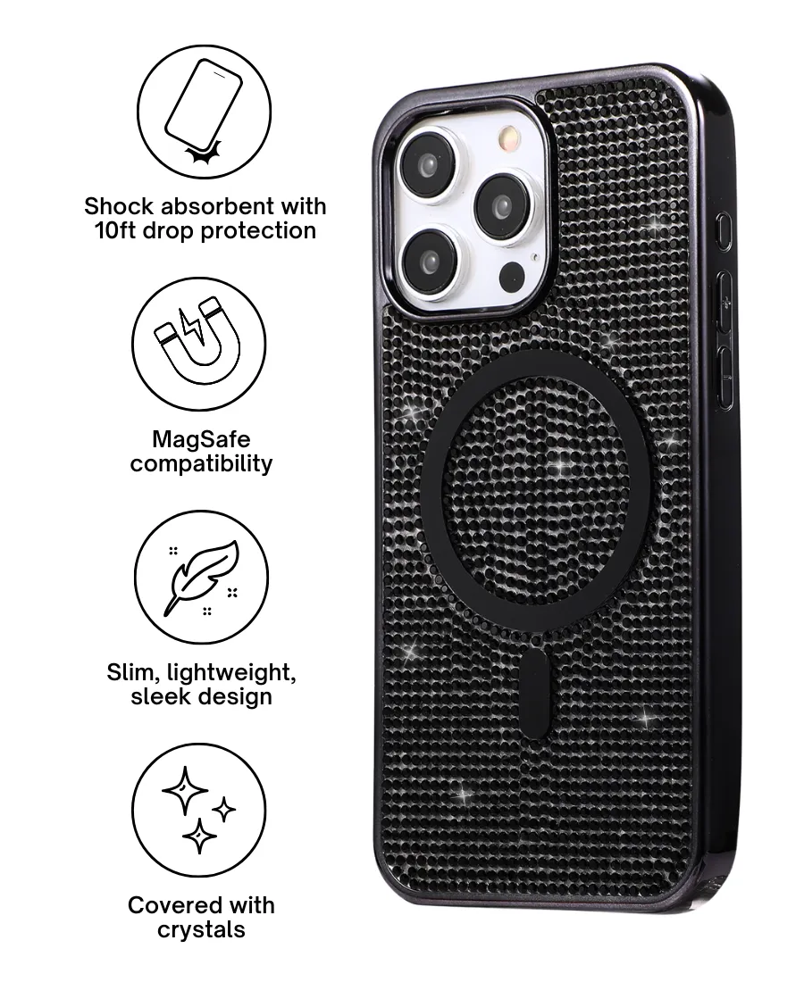 Black Crystal Glam MagSafe Phone Case