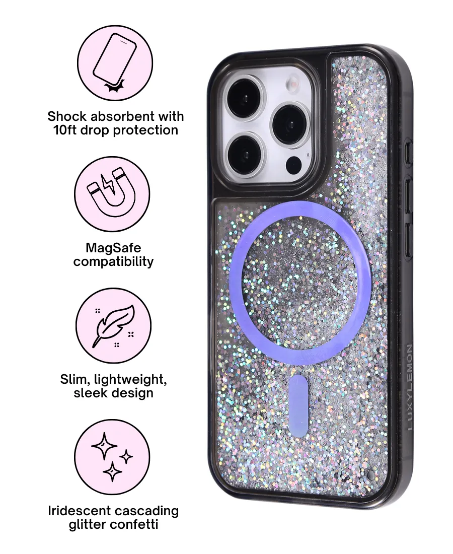 Black Holo Glitter MagSafe Phone Case