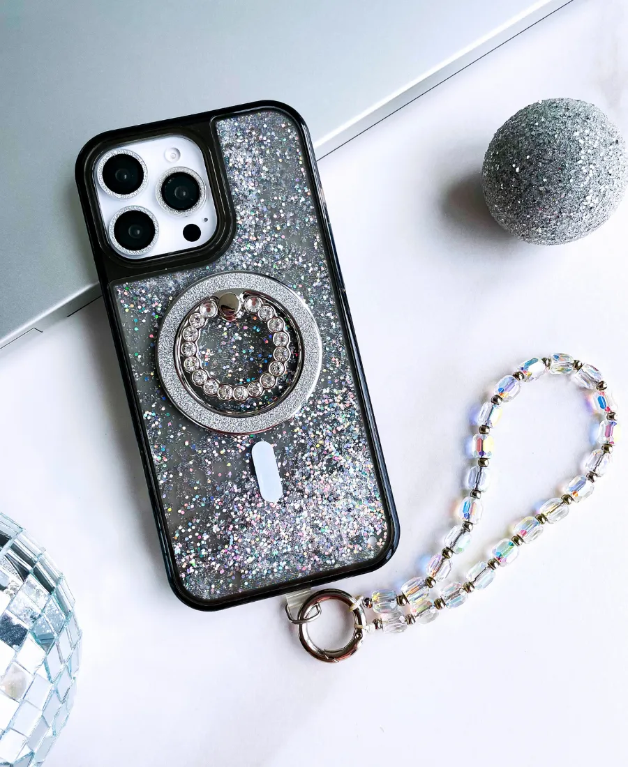 Black Holo Glitter MagSafe Phone Case