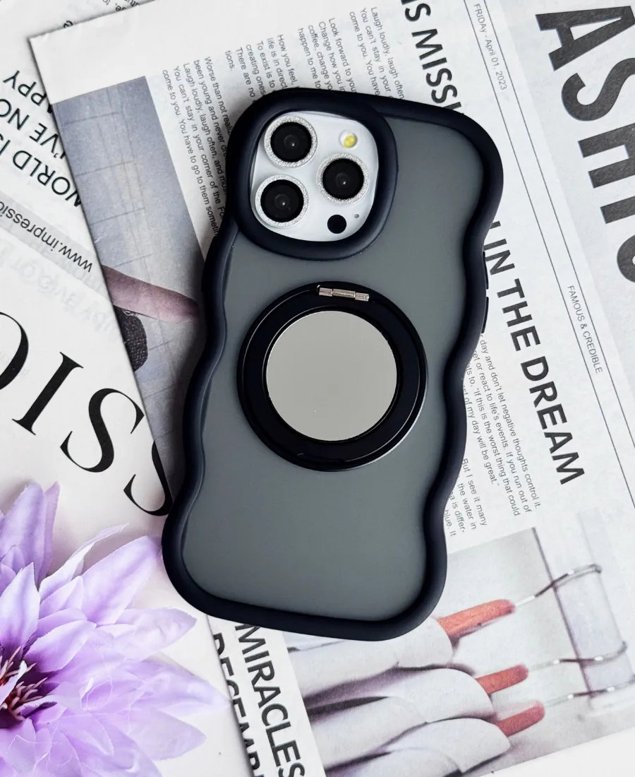 Black Wavy Mirror MagSafe Phone Case