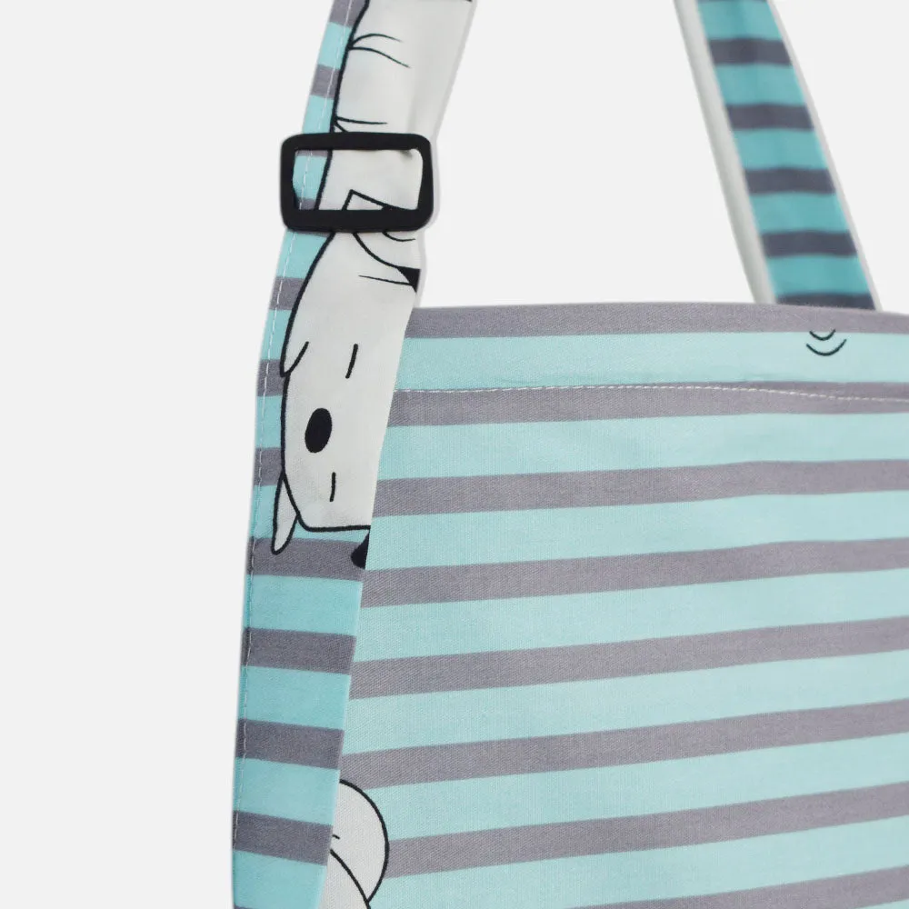Blue And Grey Striped Printed Multi-Purpose Nursing Cover For Breast Feeding