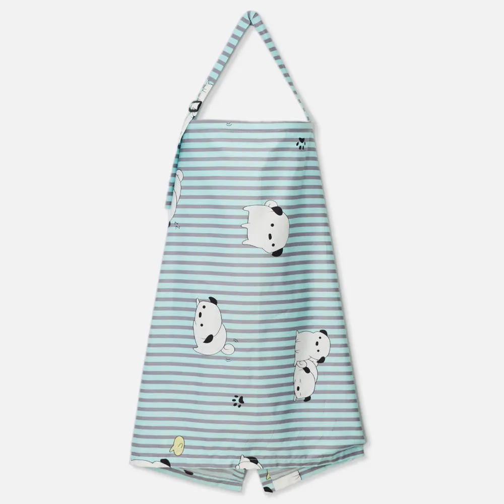Blue And Grey Striped Printed Multi-Purpose Nursing Cover For Breast Feeding