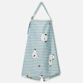 Blue And Grey Striped Printed Multi-Purpose Nursing Cover For Breast Feeding