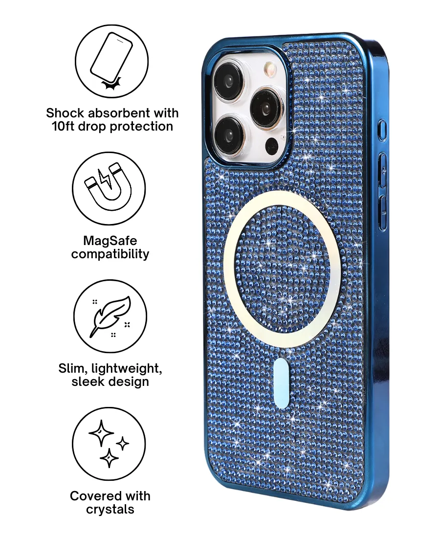 Blue Crystal Glam MagSafe Phone Case