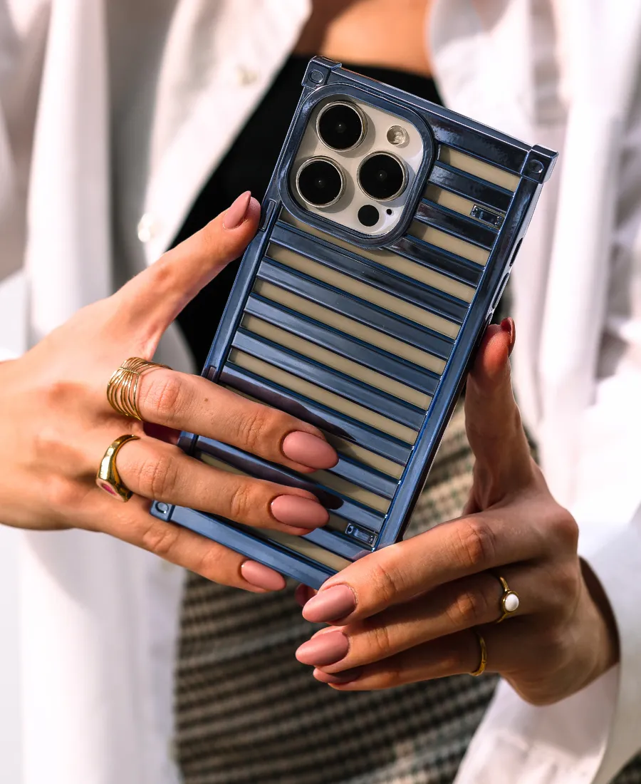Blue Metallic Boxy Phone Case