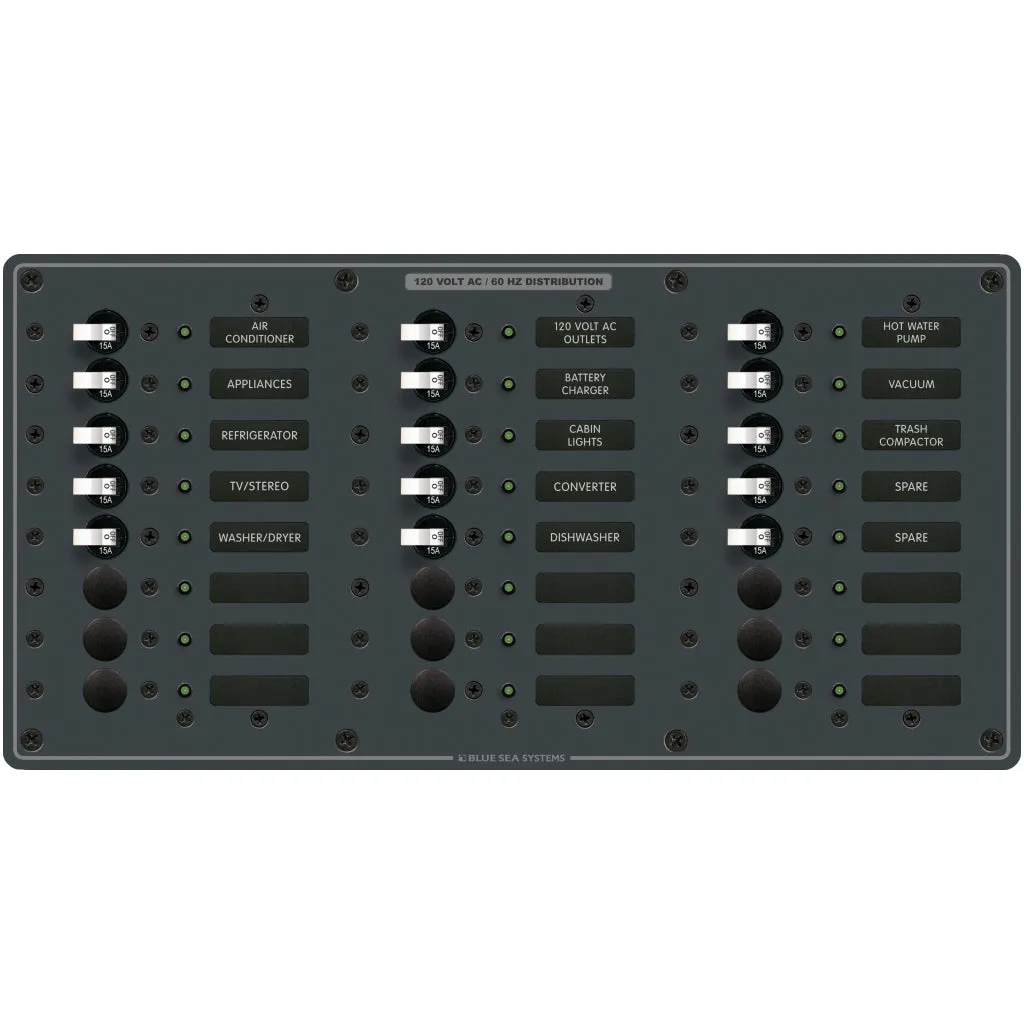 Blue Sea 24 Pos. Traditional Metal AC Panel