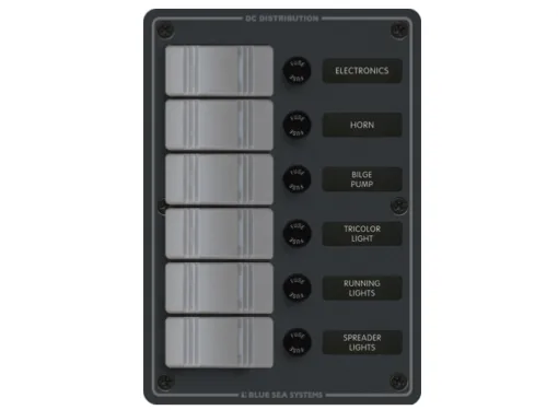 Blue Sea Water Resistant Fuse Panel 6 Position 12V DC - Slate Grey