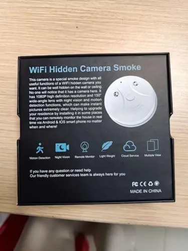 braosusner Hidden Camera Smoke Detector Camera WiFi HD 1080P Wireless Small Nanny Cam for Home Surveillance Security Cameras Indoor/Outdoor Wireless, No Audio…
