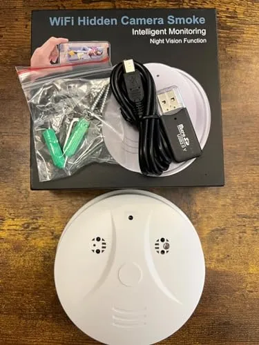braosusner Hidden Camera Smoke Detector Camera WiFi HD 1080P Wireless Small Nanny Cam for Home Surveillance Security Cameras Indoor/Outdoor Wireless, No Audio…